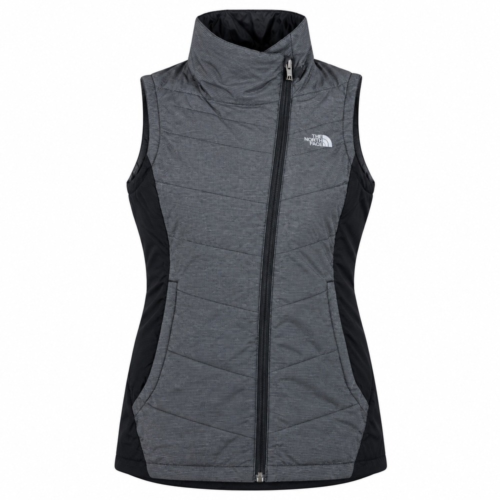 The North Face Womens Ventrix Vest XS Nylon Gray Black Asymmetric Puffer Hiking